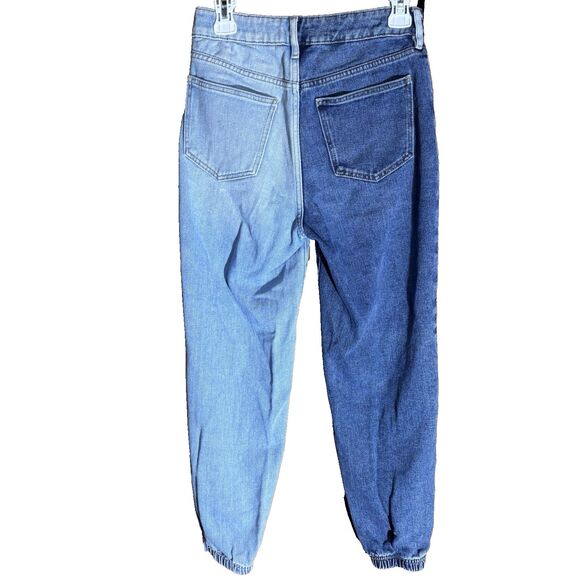 PacSun Women’s Denim Joggers Size 26 Two-Tone Light/Dark Wash - Picture 5 of 16